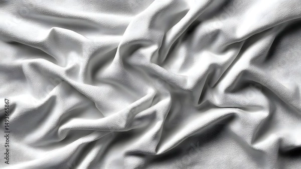 Obraz Soft white fabric draped elegantly, showcasing intricate folds and textures, perfect for backgrounds in fashion or design.