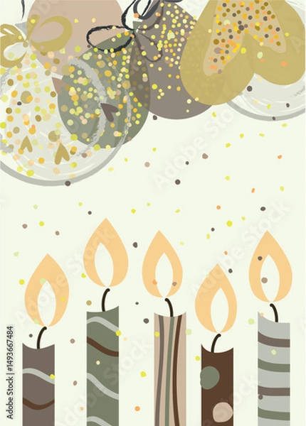 Fototapeta Happy birthday with gold confetti and balloons 9
