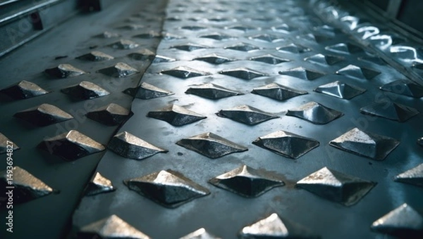 Fototapeta Checker Plate - With its intricate grooves, the surface of the checker plate delivers a stunning texture. Excellent for backgrounds in industrial or technical aesthetics.