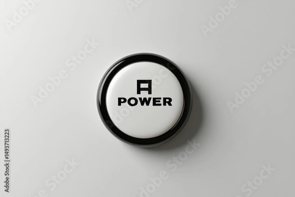 Fototapeta Sleek Black and White Power Button Amplifying Energy and Control in Minimalist Design.