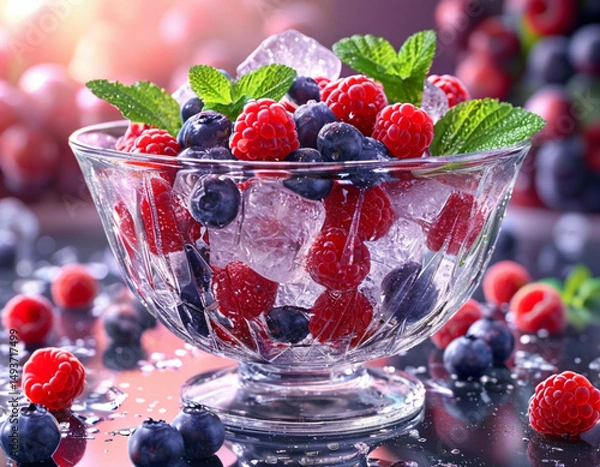 Obraz berries and ice in a bowl