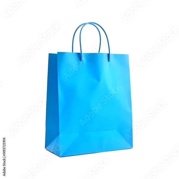 Fototapeta A blue paper bag with handles, medium size, blank, in a png background