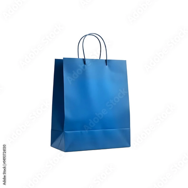 Fototapeta A blue paper bag with handles, medium size, blank, in a png background