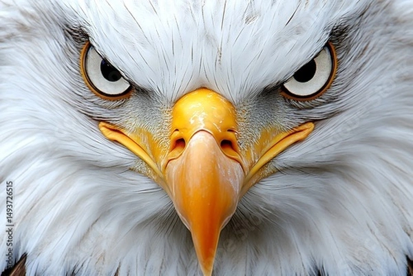 Obraz Extreme close up of an eagle face with piercing eyes and sharp beak in a detailed portrait view