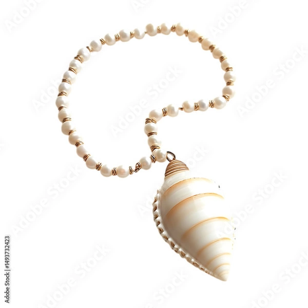 Obraz Elegant Minimalist Shell Necklace with a Refined Se Isolated on Transparent Background