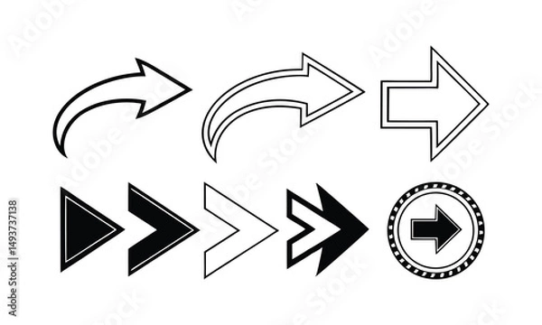 Fototapeta This is a vector set featuring various arrow icons and symbols for web design and business direction