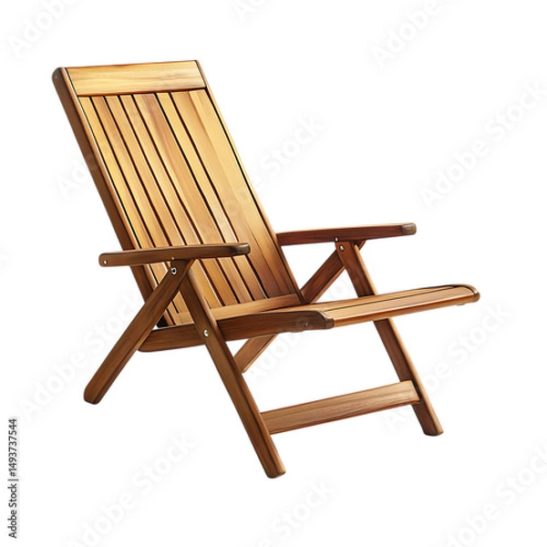 Obraz Modern Minimalist Beach Chair Crafted from Wood Isolated on Transparent Background
