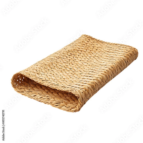 Obraz Elegant Minimalist Straw Beach Mat with a Refined D Isolated on Transparent Background