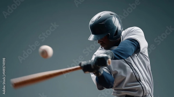 Fototapeta Dynamic slow motion baseball swing capturing precision and power