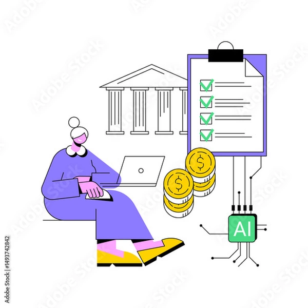Fototapeta AI-Streamlined Retirement Planning abstract concept vector illustration.