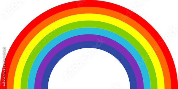 Obraz Colourful rainbows and cloud with rainbow colors tail. Cartoon rainbow. Hand drawn color arc vector illustration. Doodle, flat graphic colorful collection.