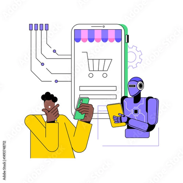 Fototapeta AI-Powered Customer Onboarding abstract concept vector illustration.