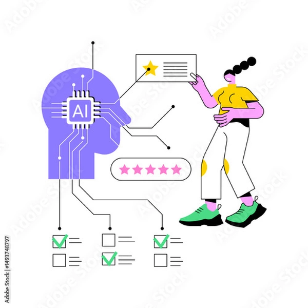 Fototapeta AI-Enhanced Customer Satisfaction Surveys abstract concept vector illustration.