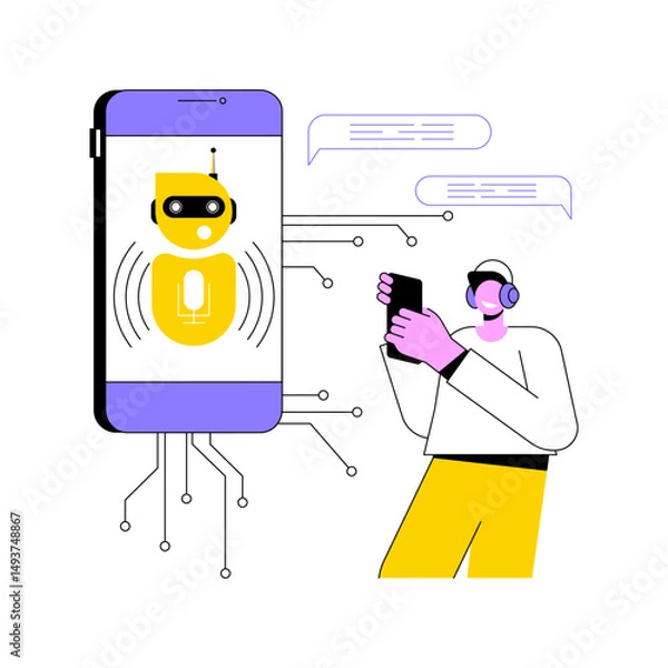 Fototapeta AI-Powered Interactive Voice Response Systems abstract concept vector illustration.
