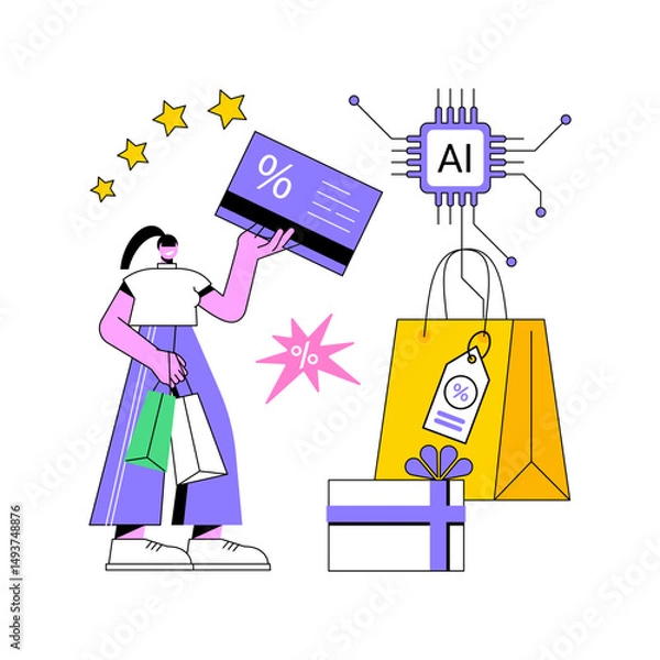 Fototapeta AI-Driven Customer Loyalty Programs abstract concept vector illustration.