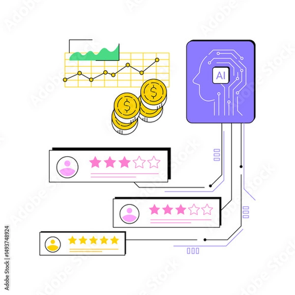 Fototapeta AI-Powered Customer Experience Management abstract concept vector illustration.