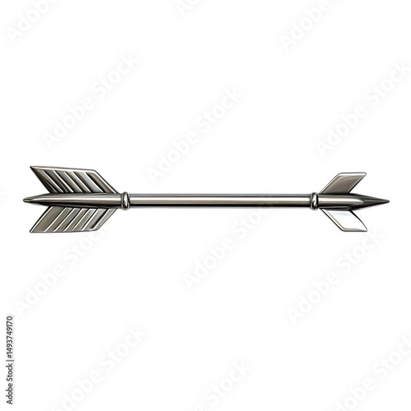 Obraz Sleek Arrow with a Lustrous Finish in Metallic Chrome Isolated on Transparent Background