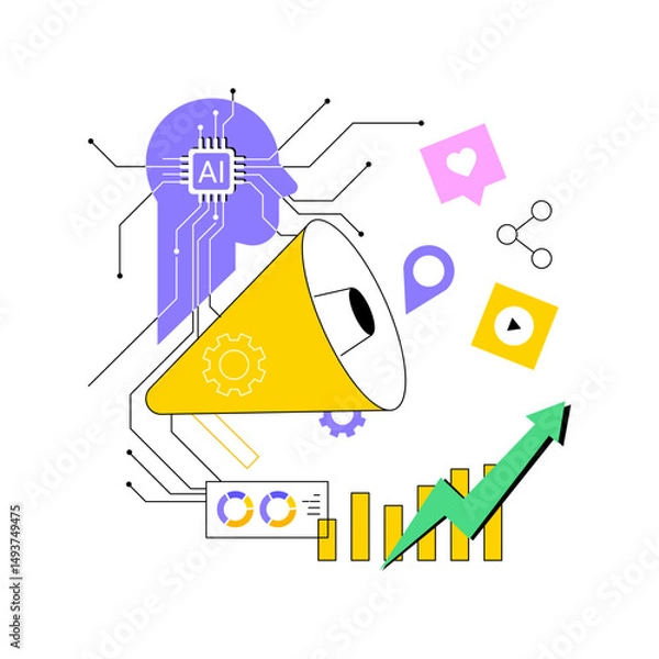 Fototapeta AI-Driven Content Distribution abstract concept vector illustration.