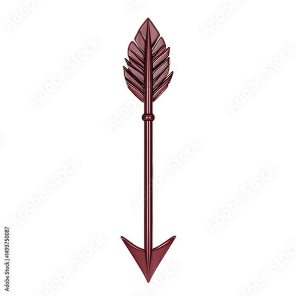 Obraz Bold Arrow with Strong Structure in Deep Maroon Color Isolated on Transparent Background