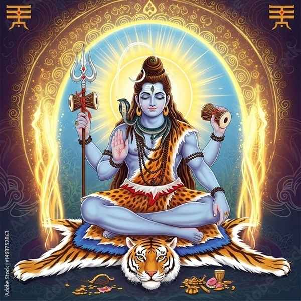 Fototapeta Lord Mahadeva, shiva image background
