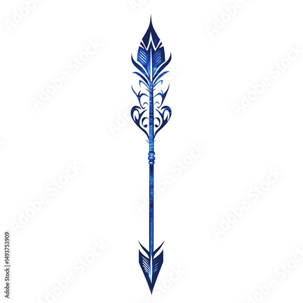 Obraz Contemporary Arrow with Bold Vectors in Sapphire Blue Isolated on Transparent Background