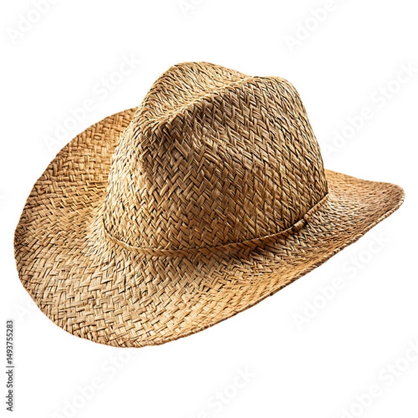 Fototapeta Soft Straw Hat with a Delicate Loosely Woven Texture Isolated on Transparent Background