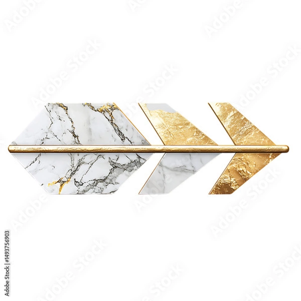 Obraz A Sleek Marble Arrow with Gold Veining Luxury Hotel Isolated on Transparent Background