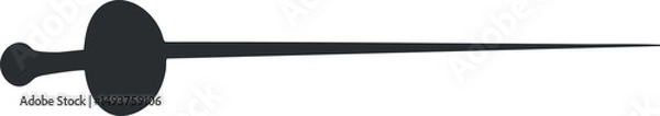 Obraz Silhouette of a fencing sword with thin blade and guard, representing combat sport and martial weapon