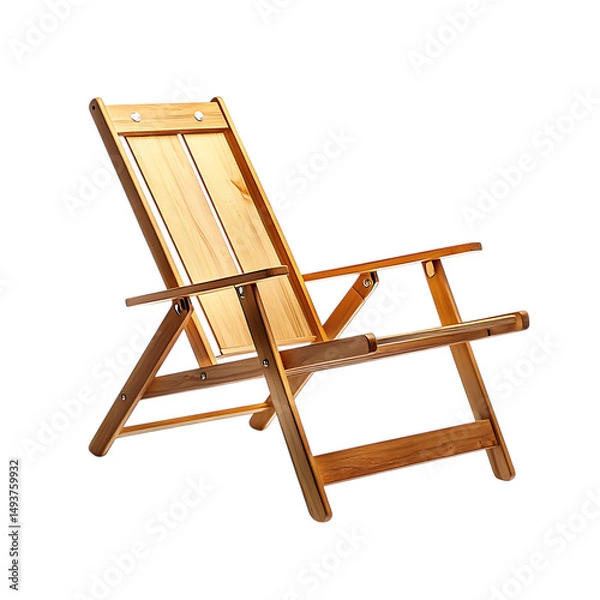 Obraz Elegant Minimalist Wooden Beach Chair with a Refine Isolated on Transparent Background