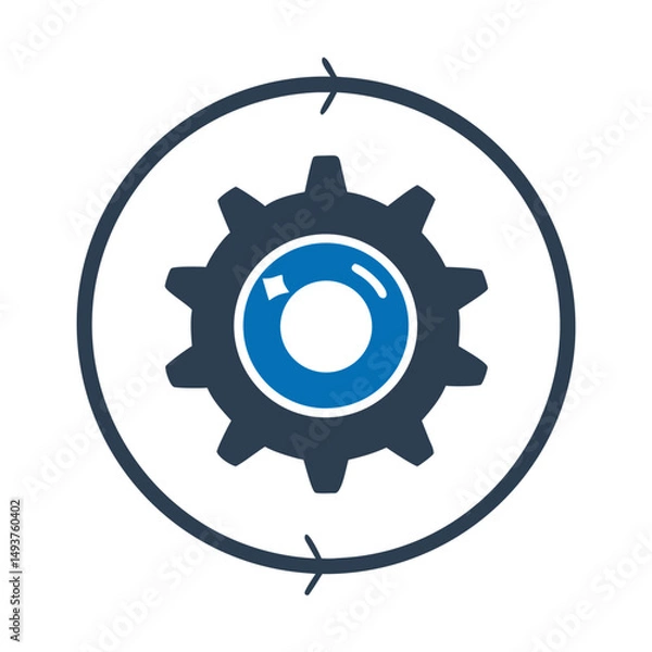 Obraz Dark blue gear inside two directional circular arrows