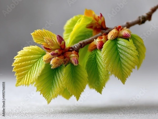 Obraz Springtime beech branch Tender leaves emerge