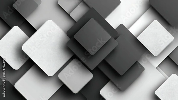 Fototapeta   A black and white abstract wallpaper featuring squares and rectangles within a central white rectangle