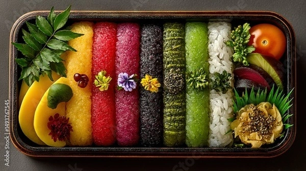 Fototapeta   Sushi tray with various types of sushi