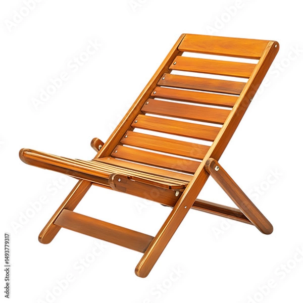 Obraz Contemporary Foldable Wooden Beach Chair with a Mod Isolated on Transparent Background