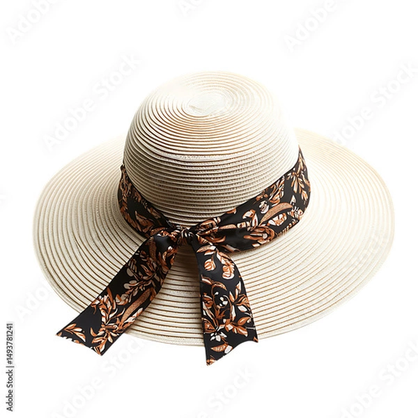 Obraz Contemporary Wide Brim Sun Hat with a Sculpted Form Isolated on Transparent Background