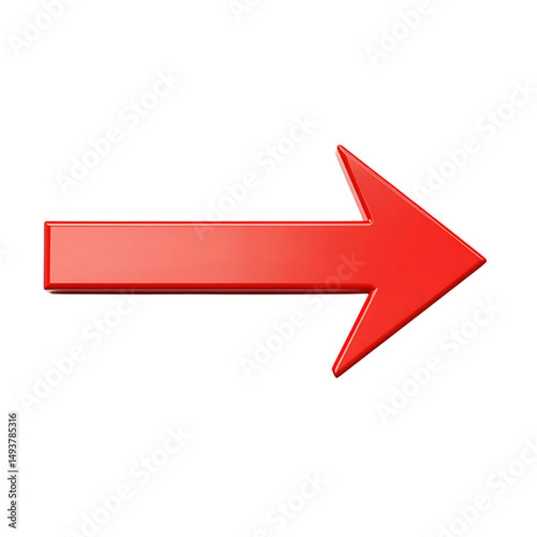 Obraz Modern Arrow with Defined Edges in Bold Red Colour Isolated on Transparent Background