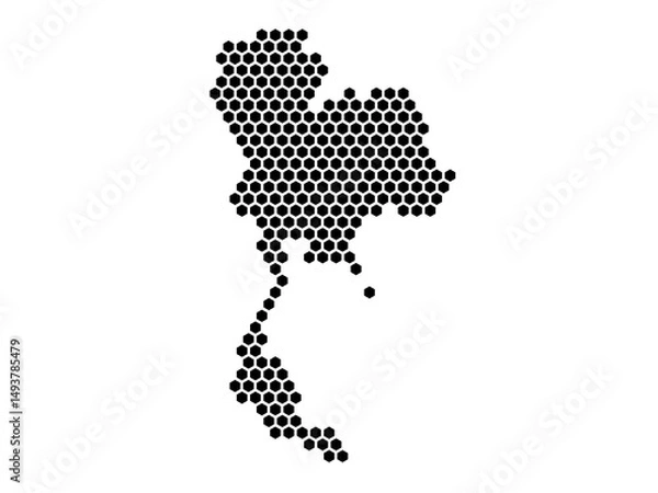 Fototapeta Hexagonal Grid map of Thailand Small