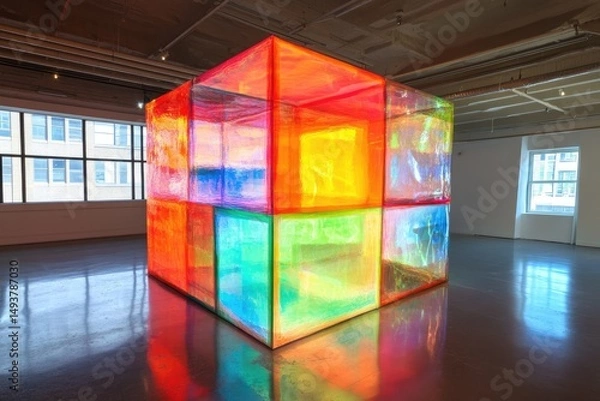 Fototapeta Colorful Transparent Cube Installation