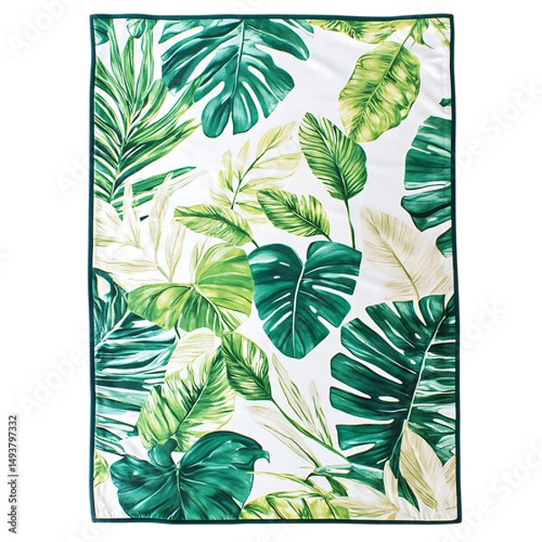 Obraz Tropical Beach Towel with Expansive Lush Botanical Isolated on Transparent Background
