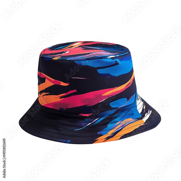 Fototapeta Bold Bucket Hat with a High Contrast Digital Inspir Isolated on Transparent Background