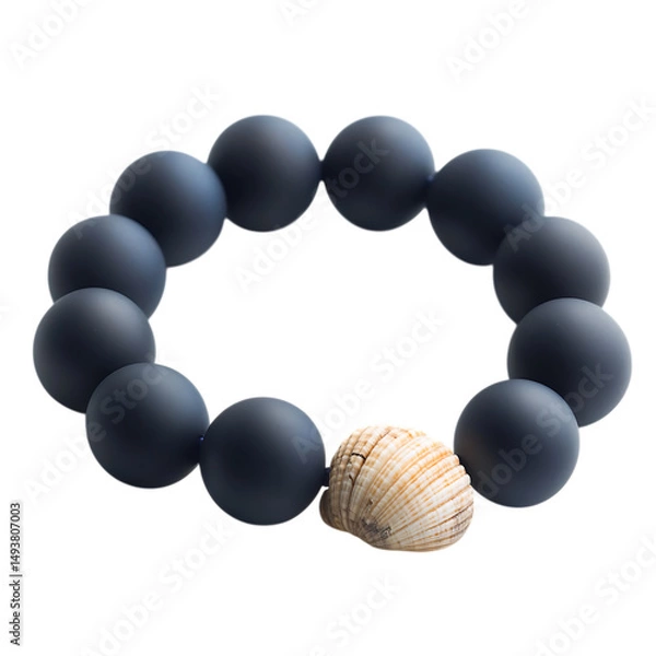 Obraz Bold Bracelet with Oversized Matte Beads in Shell Isolated on Transparent Background