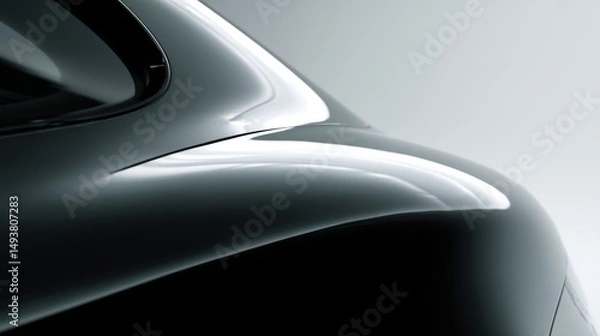 Fototapeta Close-up of a sleek car body showcasing modern design and polished curves.