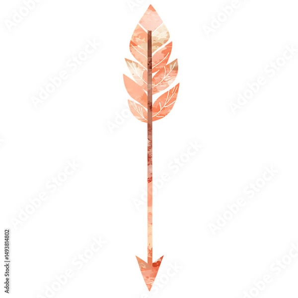 Fototapeta Artistic Arrow with Layered Textures in Soft Peach Isolated on Transparent Background