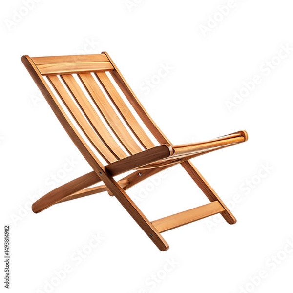 Fototapeta Modern Fold Away Wooden Beach Chair with a Dynamic Isolated on Transparent Background