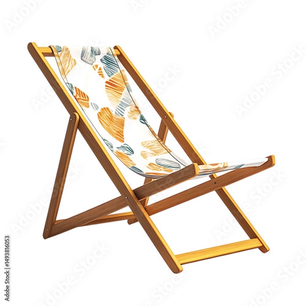 Fototapeta Modern Fold Away Wooden Beach Chair with a Dynamic Isolated on Transparent Background