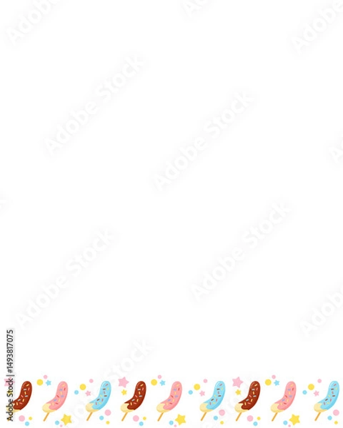 Fototapeta チョコバナナ イラスト 縦フレーム 背景 夏祭り 食べ物 縁日