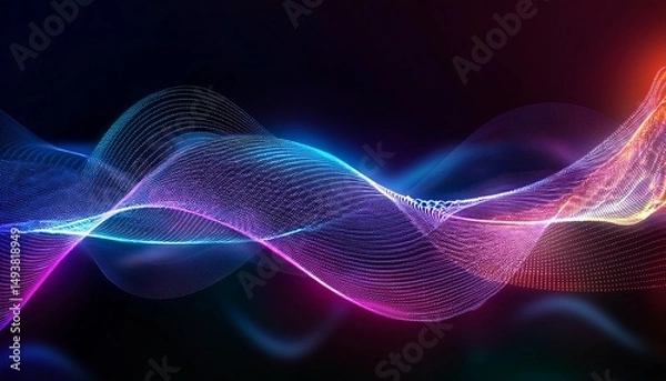 Obraz abstract digital waveform with neon lights and dark background