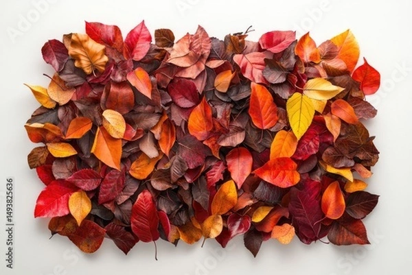 Fototapeta A collection of autumn leaves in various shades of red, orange, and brown.