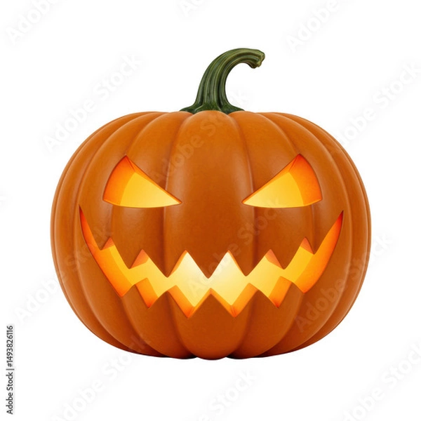 Fototapeta Evil jack o lantern pumpkin carving isolated on transparent background