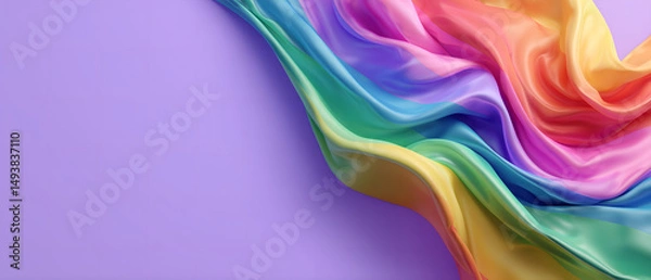Obraz abstract, violet color background with colorful, rainbow colors wave of shiny texture; summer advertising design